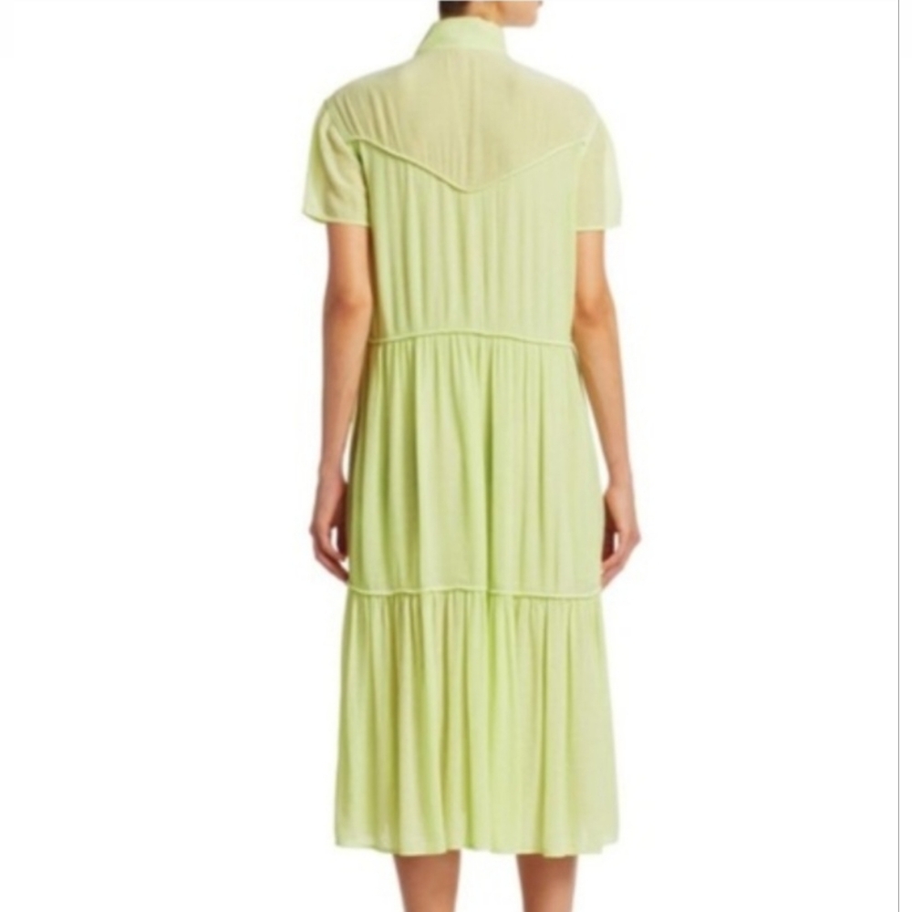 rag & bone Light Libby Tiered Seam Crinkle Dress In Luna Moth Green - Picture 8 of 16